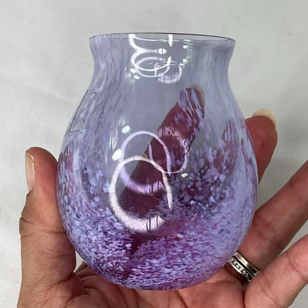 Caithness Purple With Speckled hand Blown Glass Mini Floral Vase Made Scotland